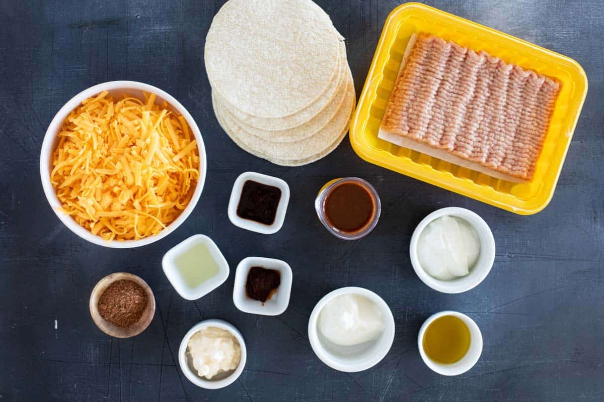 Ingredients for Crispy Chicken Tacos.