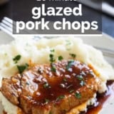 Glazed Pork Chops with text overlay.