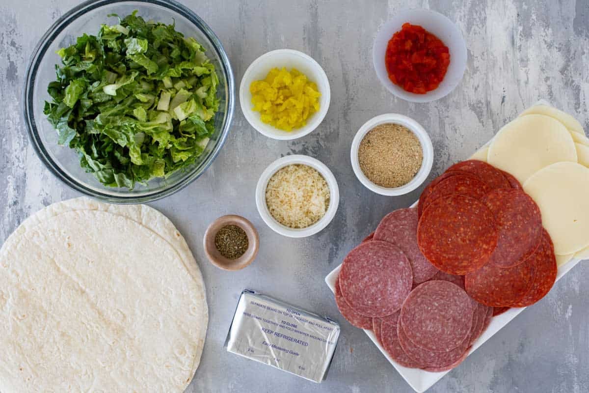 Ingredients for Italian Pinwheels.