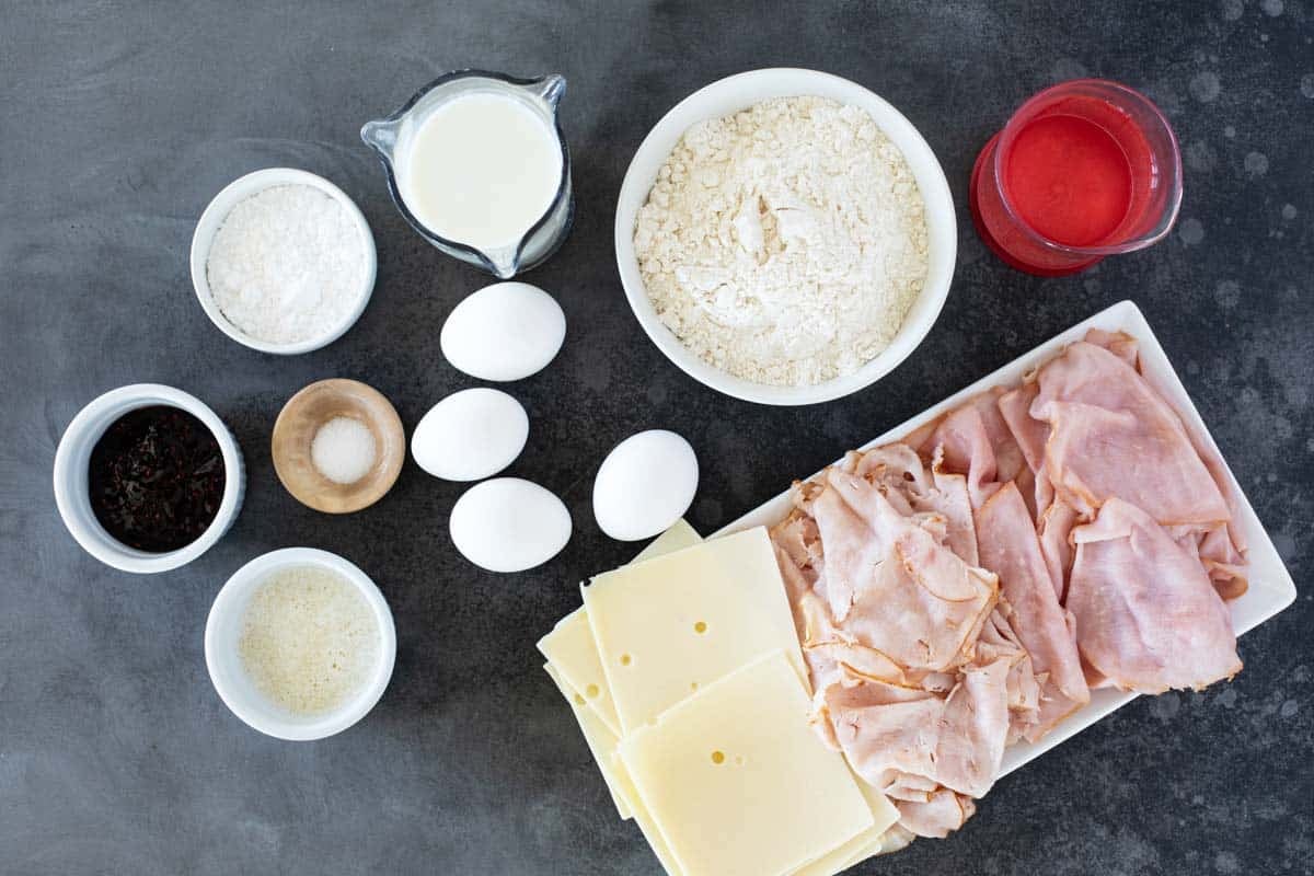 Ingredients for Monte Cristo Crepes.