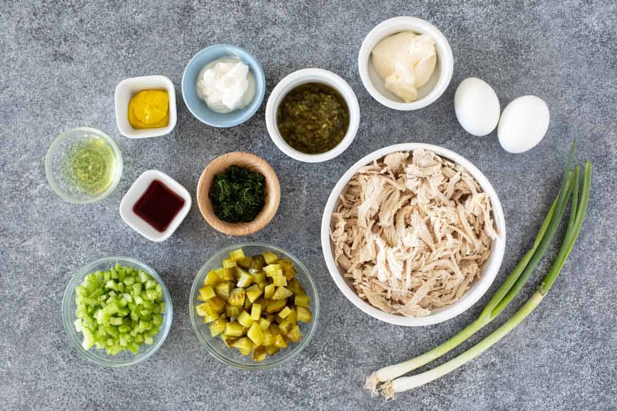 Ingredients for Pickle Chicken Salad.