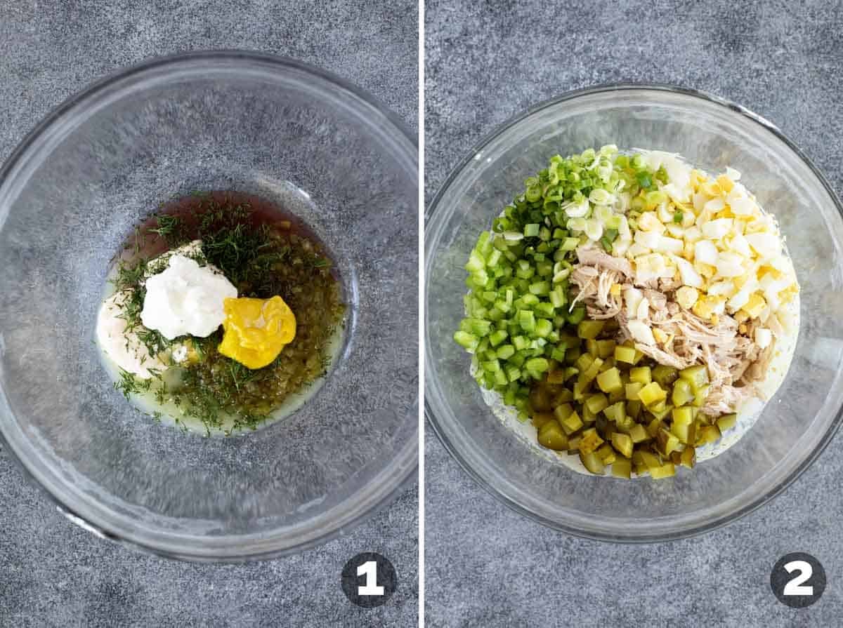 Steps to make Pickle Chicken Salad.