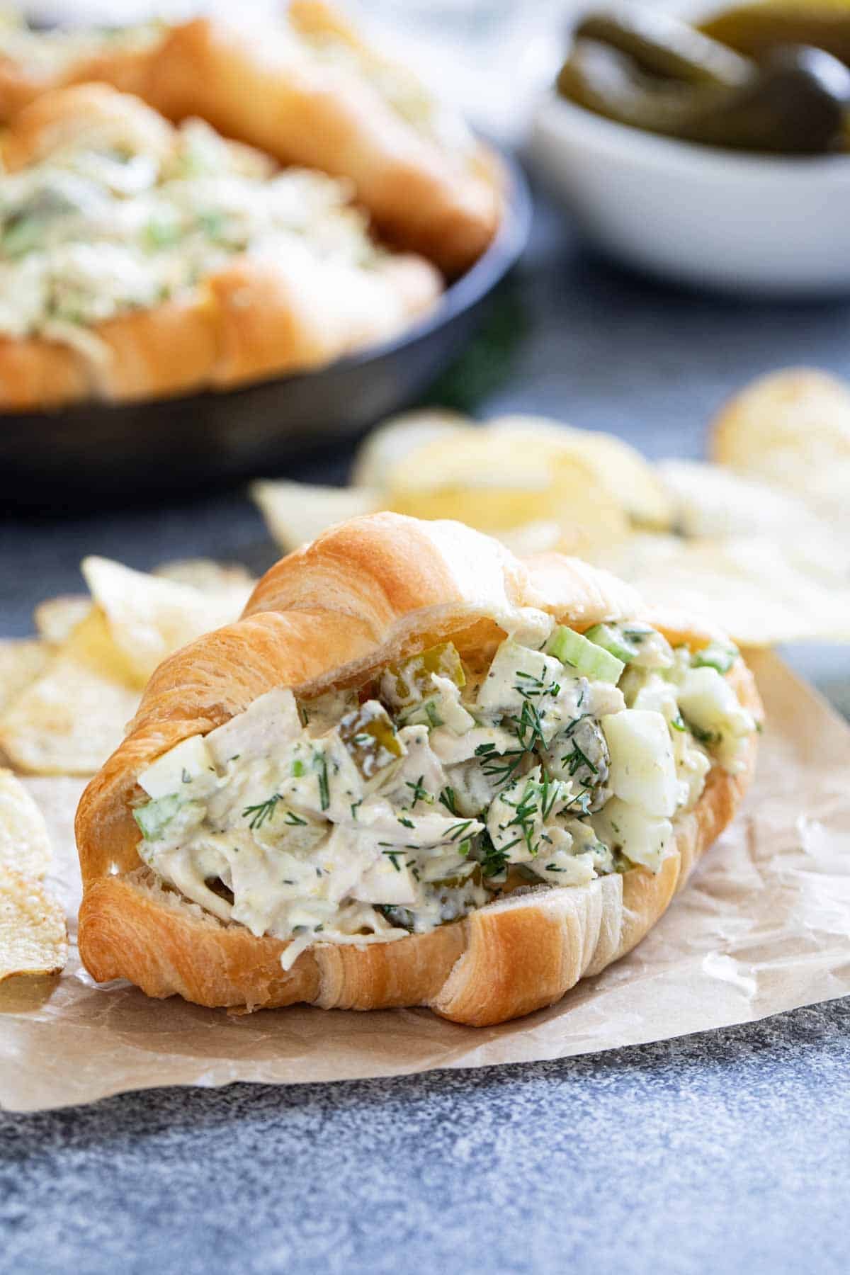 Pickle Chicken Salad in a croissant.
