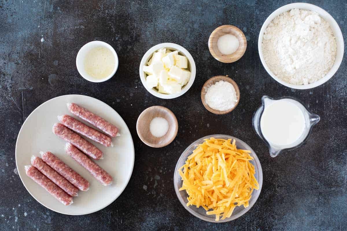 Ingredients for Sausage and Cheese Biscuits.
