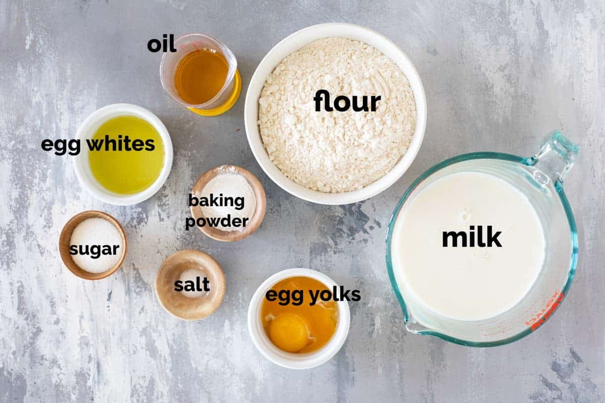 Ingredients for from scratch waffles.