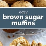 Brown Sugar Muffins collage with text bar in the middle.