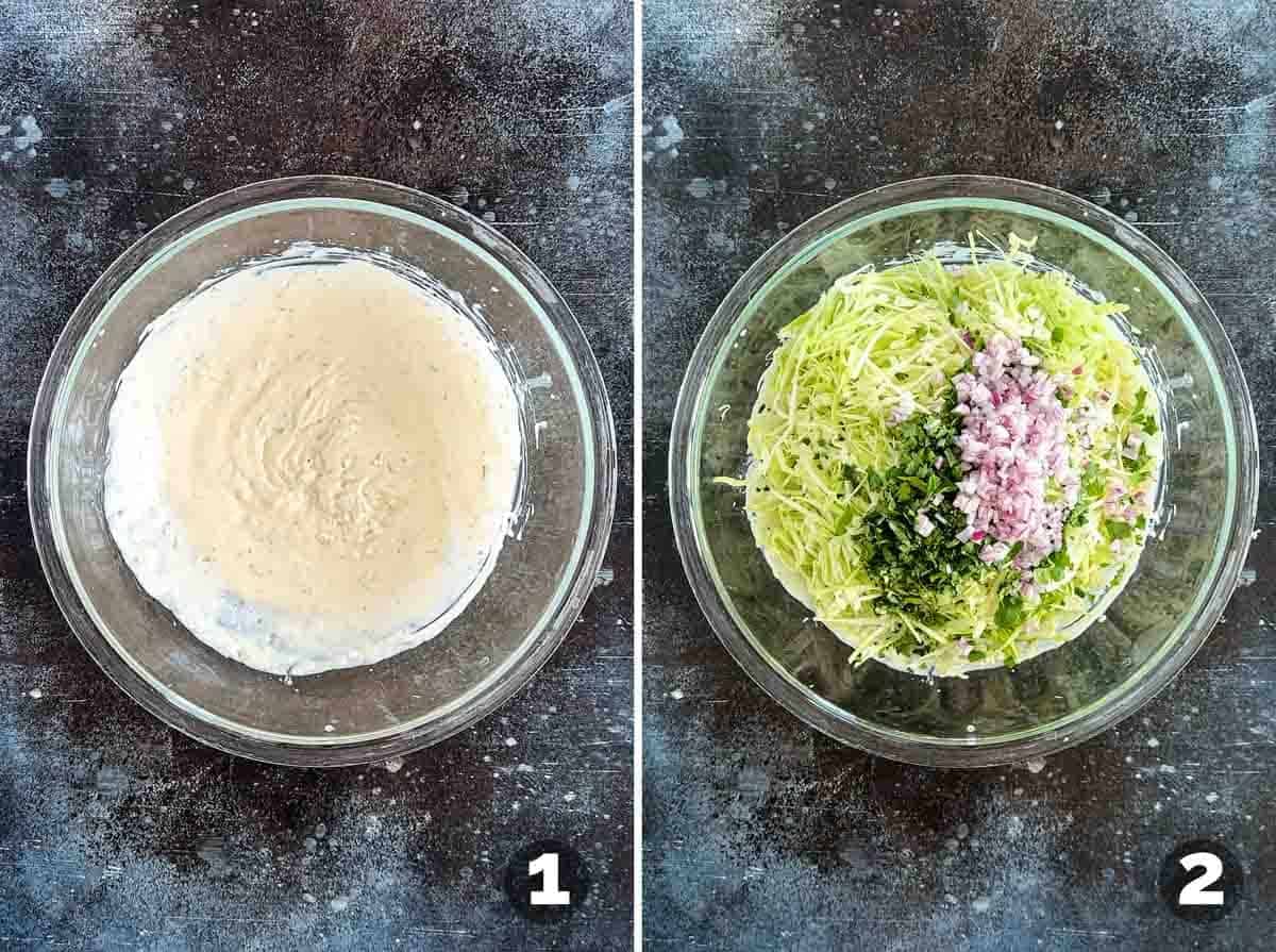 Steps to make Cilantro Lime Slaw.