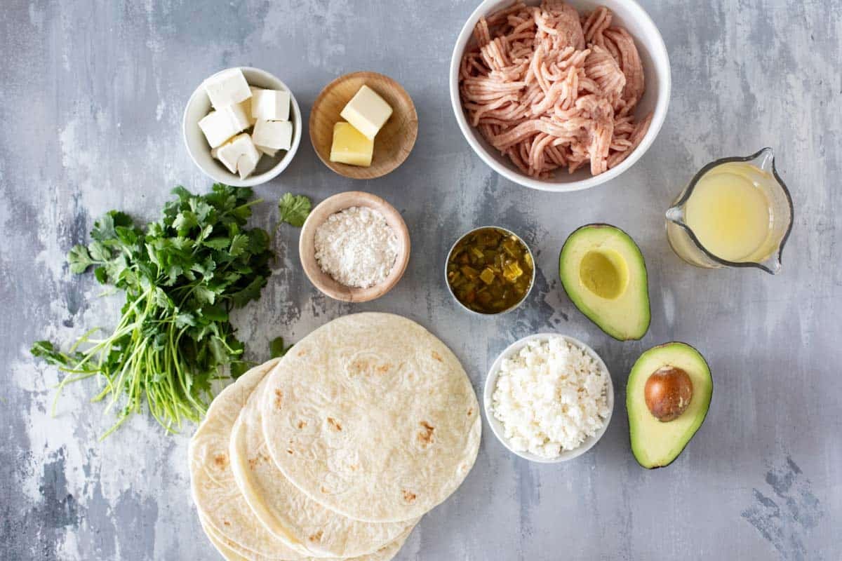 Ingredients for Creamy Chicken Tacos.