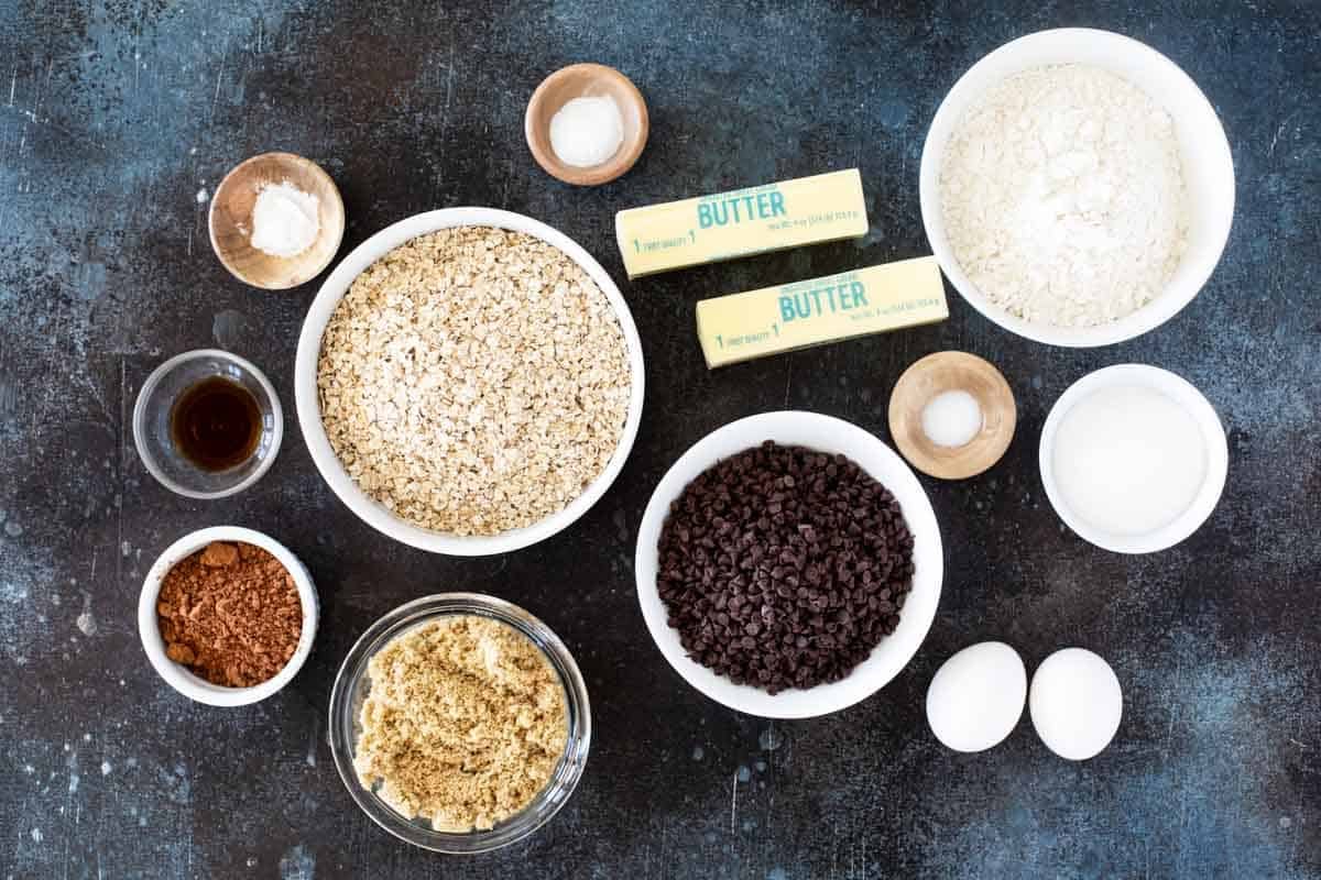 Ingredients for Double Chocolate Oatmeal Cookies