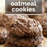 Double Chocolate Oatmeal Cookies with text overlay.