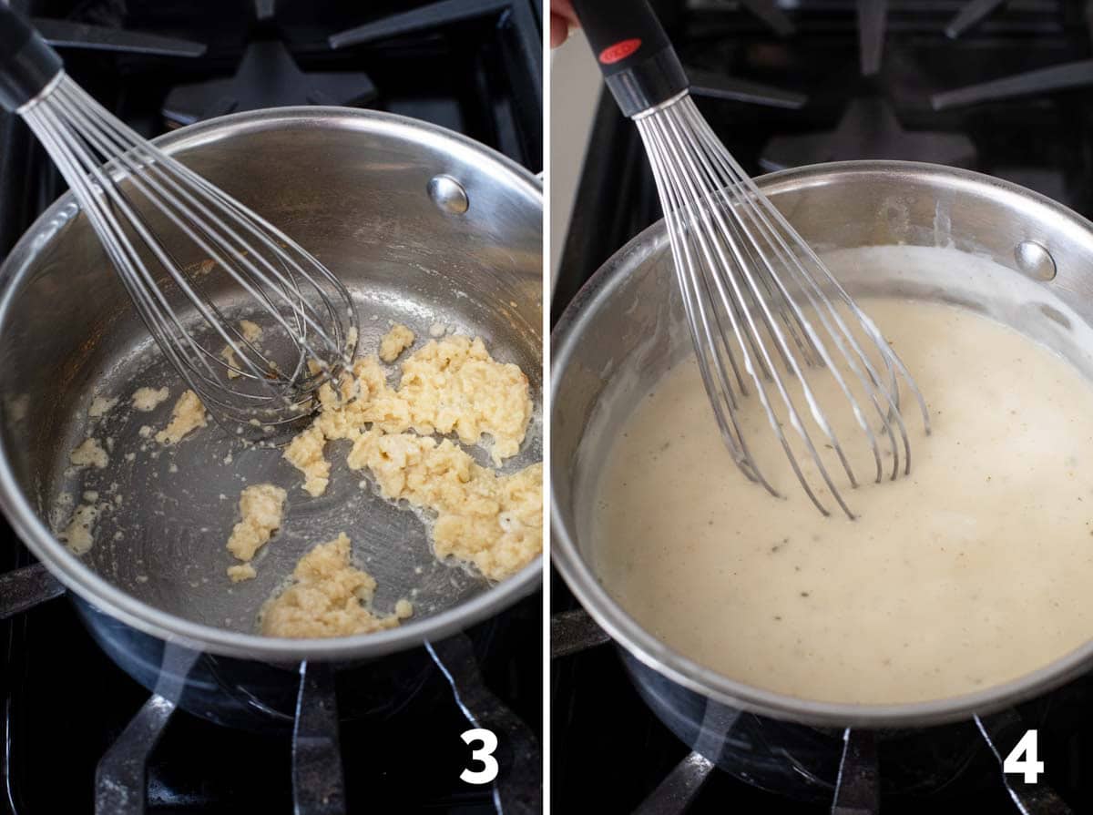 Making the ranch sauce for Creamy Ranch Pork Chops and Potatoes.
