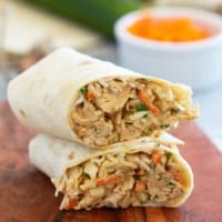 Thai Chicken Wrap with homemade peanut sauce.