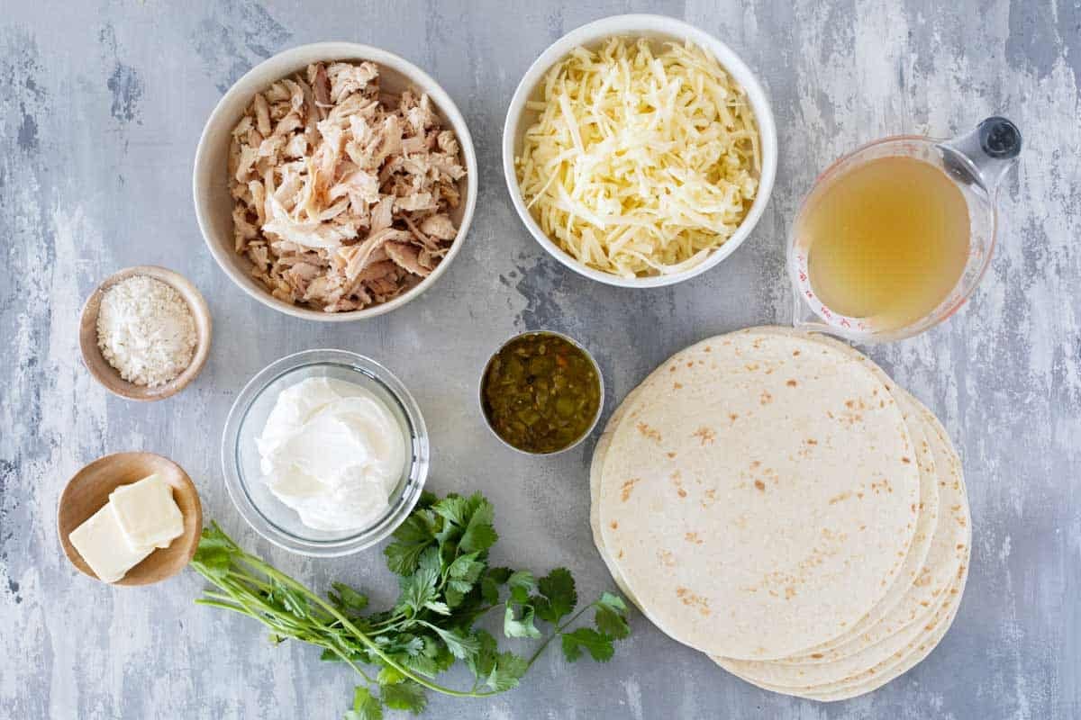 Ingredients for White Chicken Enchiladas.