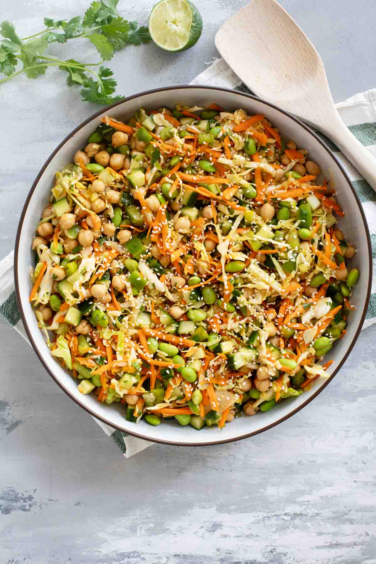 Asian Bean Salad with chickpeas and edamame.