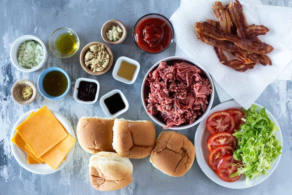 Ingredients for Chipotle Honey BBQ Burgers.