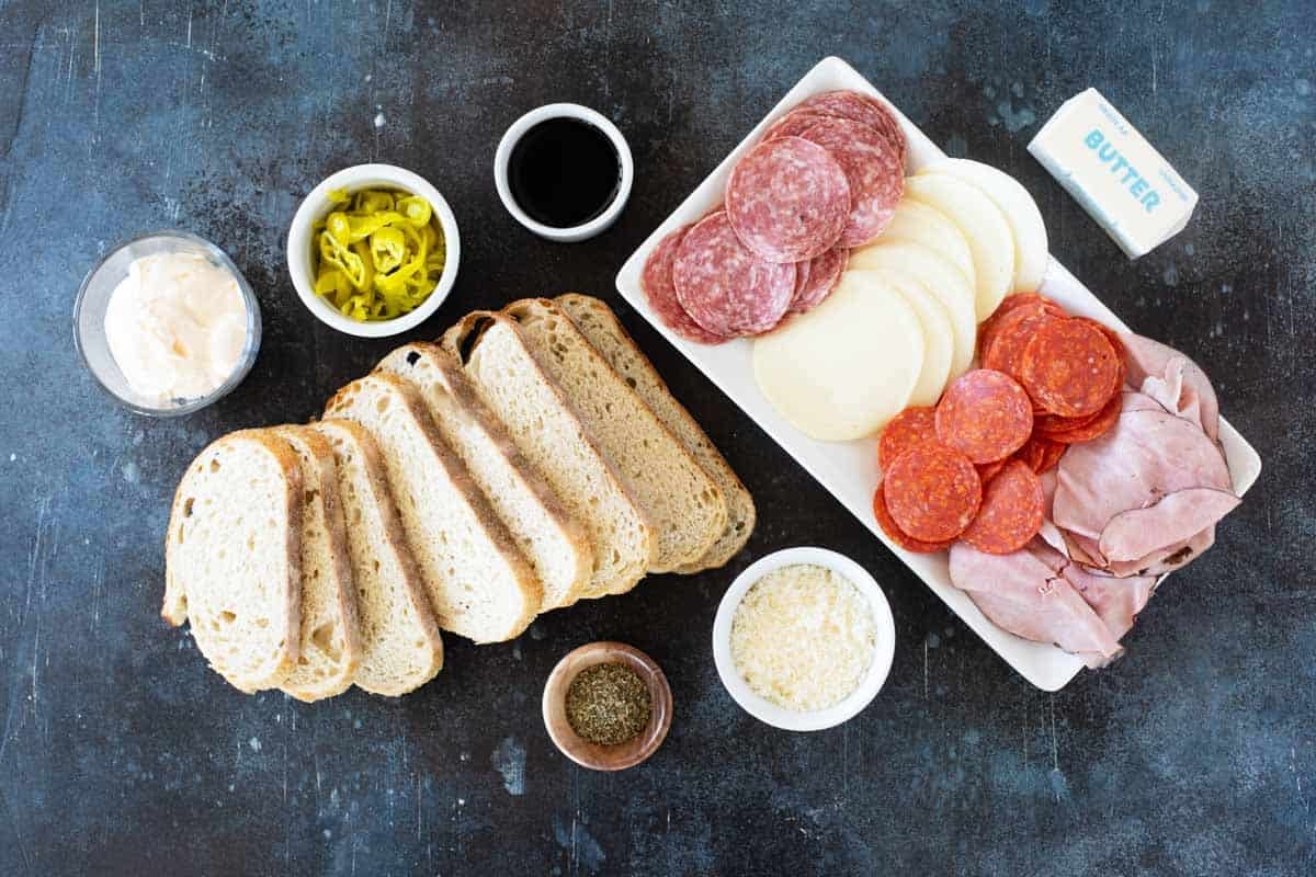 Ingredients for Italian Grilled Cheese.