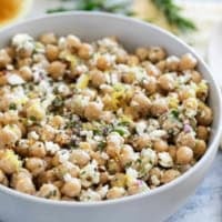 Lemon Chickpea Salad topped with feta.