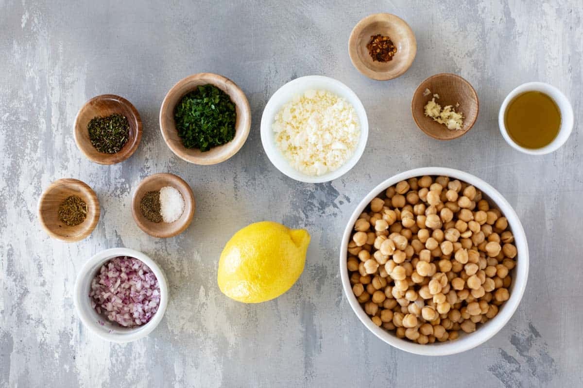 Ingredients for Lemon Chickpea Salad.