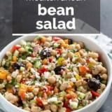 Mediterranean Bean Salad with text overlay.