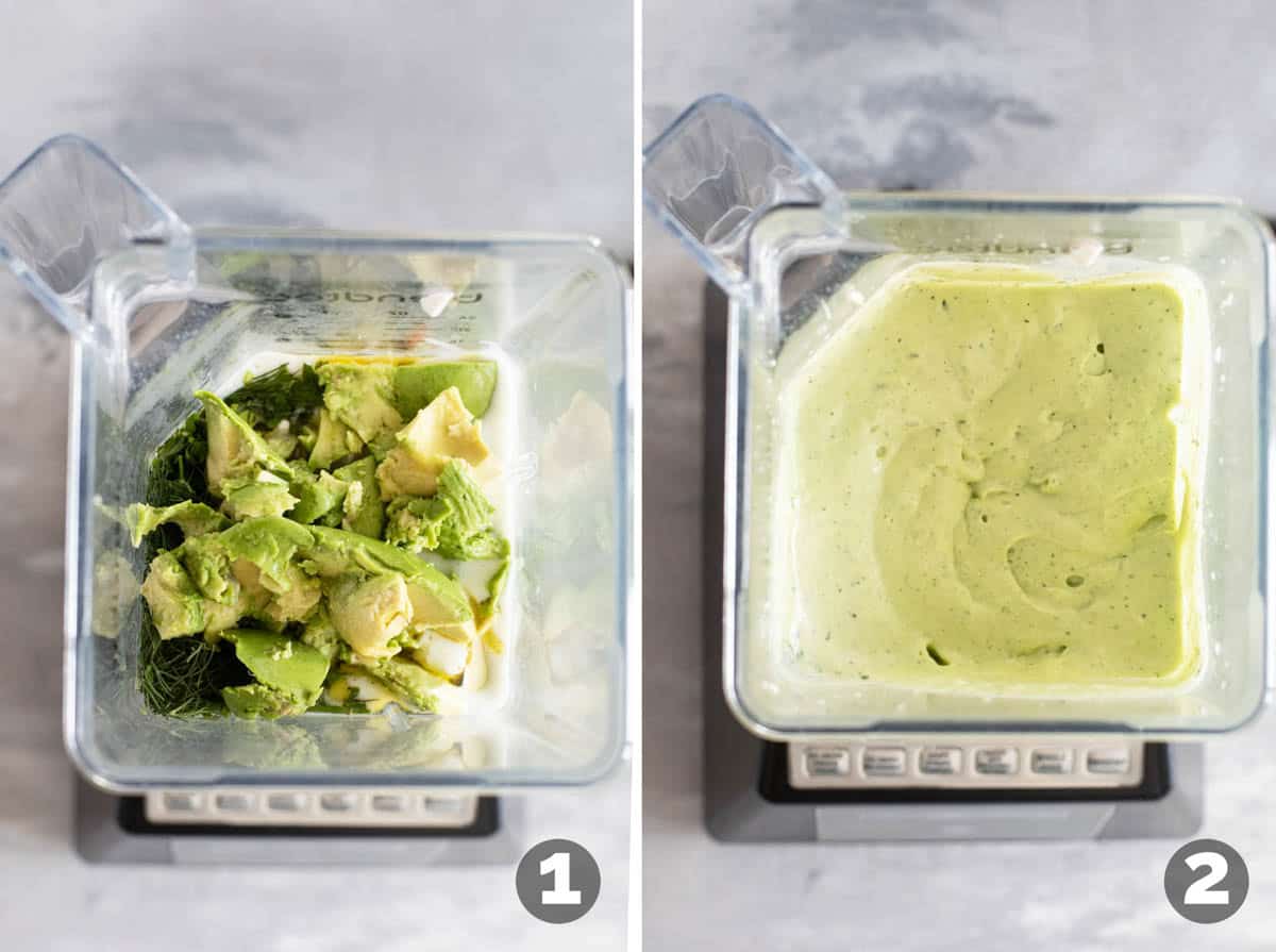 Steps to make Avocado Ranch Dressing.