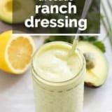 Avocado Ranch Dressing with text overlay.