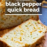 Cheddar Black Pepper Quick Bread with text overlay.