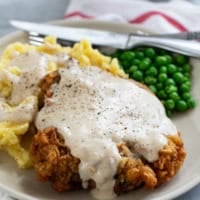Homemade Chicken Fried Steak with homemade country gravy.