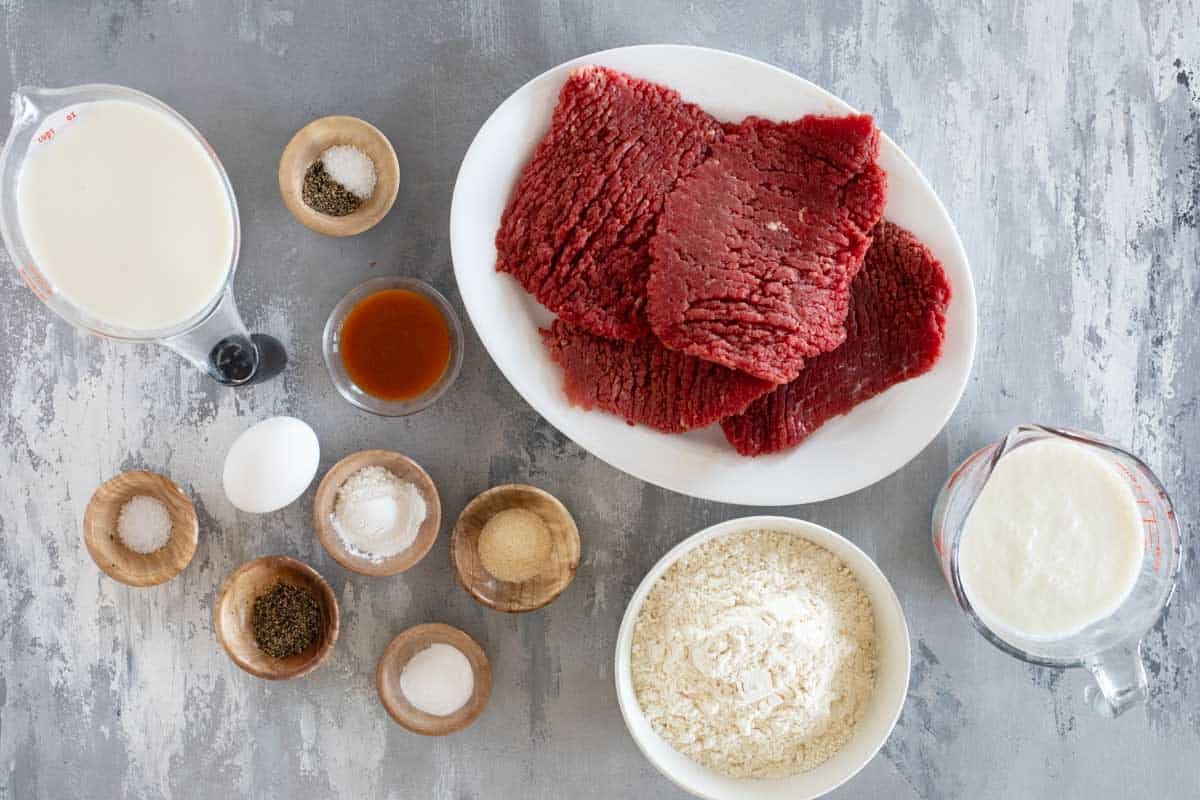 Ingredients for Chicken Fried Steak.