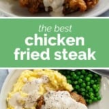 Chicken Fried Steak collage with text bar in the middle.