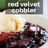 Red Velvet Cobbler with text overlay.