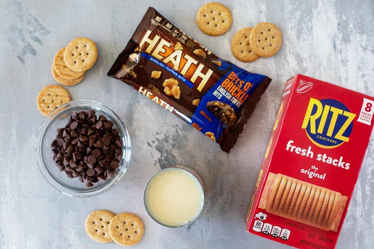 Ingredients for Ritz Cracker Toffee Bars.