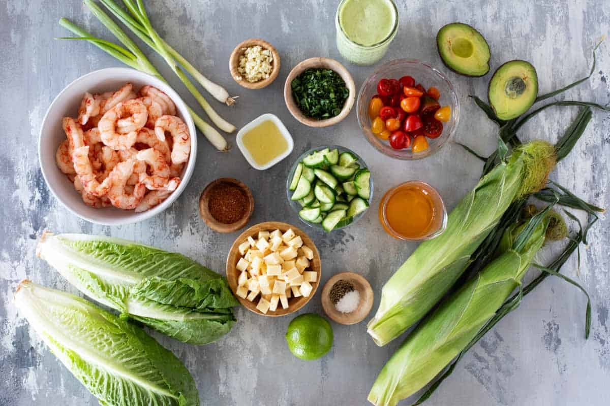 Ingredients for Shrimp and Corn Salad.