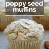 Almond Poppy Seed Muffins with text overlay.