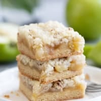 Three Apple Pie Bars stacked on top of each other.