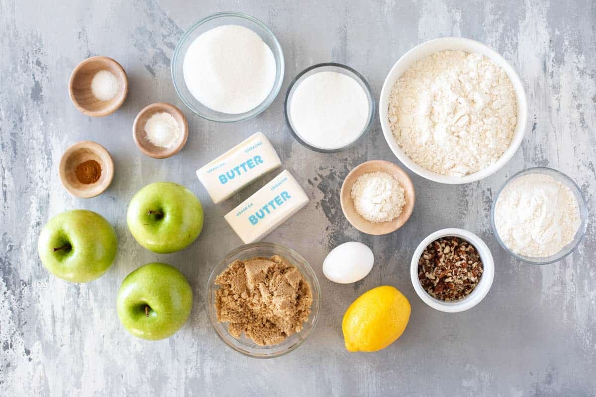 Ingredients for Apple Pie Bars.