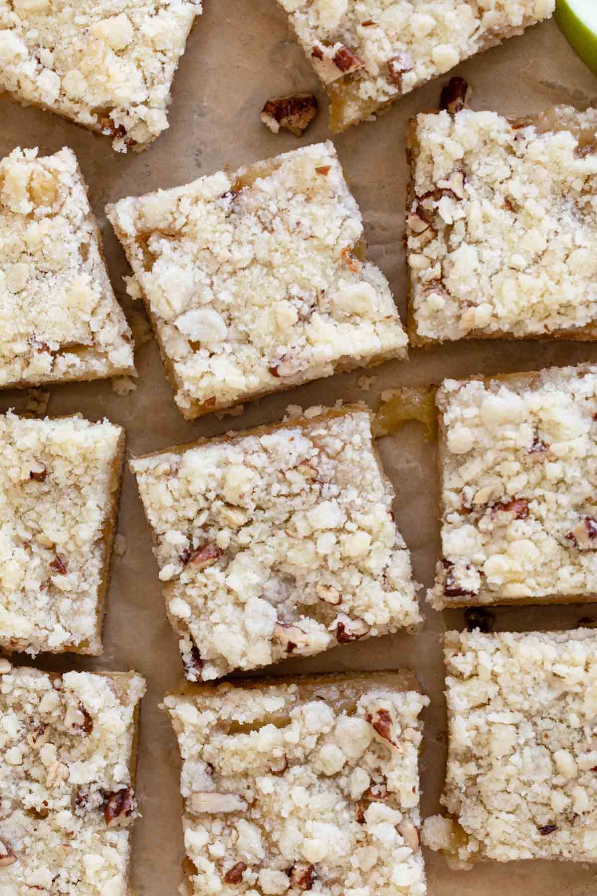 Apple Pie Bars cut into squares.