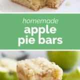 Apple Pie Bars collage with text bar in the middle.