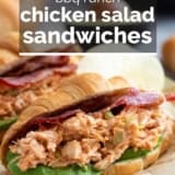 BBQ Ranch Chicken Salad Sandwiches with text overlay.