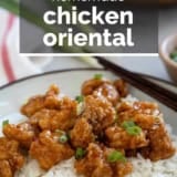 Chicken Oriental with text overlay.