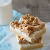 Two Peanut Mallow Bars stacked on top of each other.