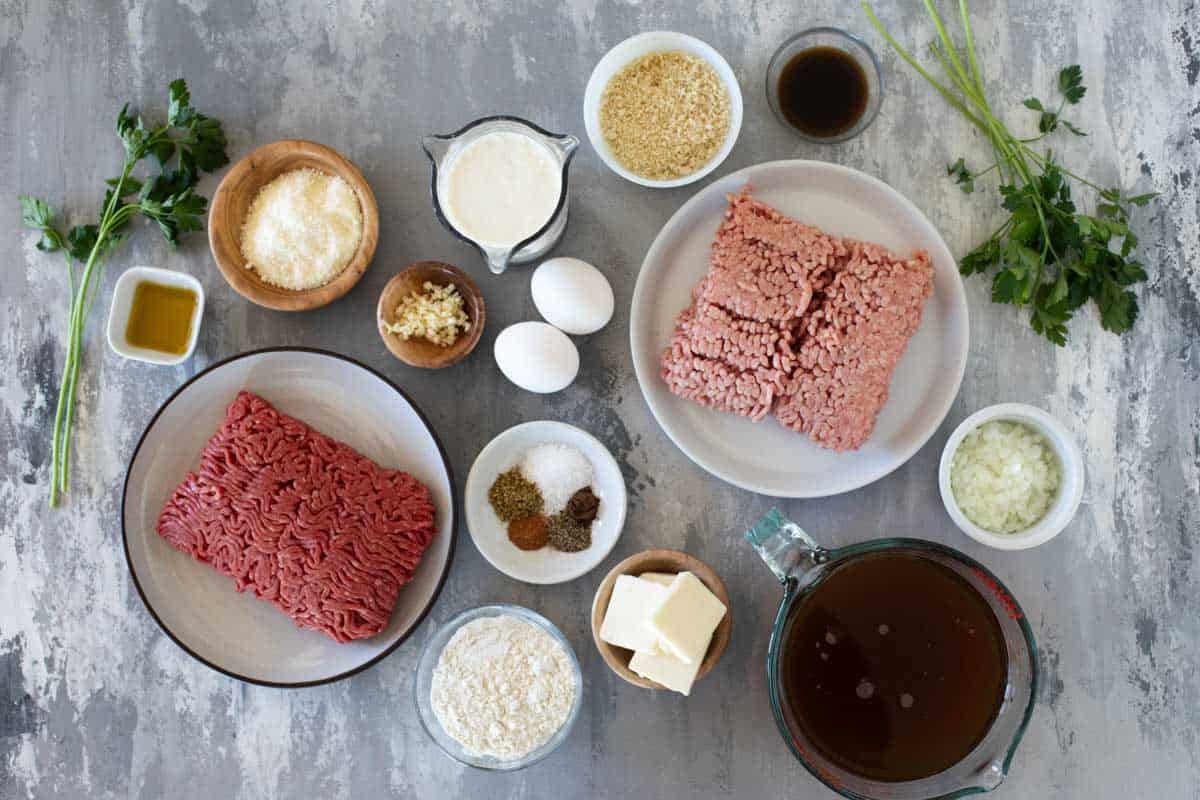 Ingredients for Swedish Meatballs.