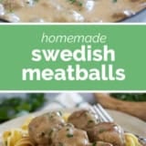 Swedish Meatballs collage with text bar in the middle.