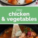 BBQ Chicken and Vegetables collage with text bar in the middle.