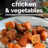 BBQ Chicken and Vegetables with text overlay.