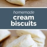 Cream Biscuits collage with text bar in the middle.