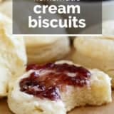 Cream Biscuits with text overlay.